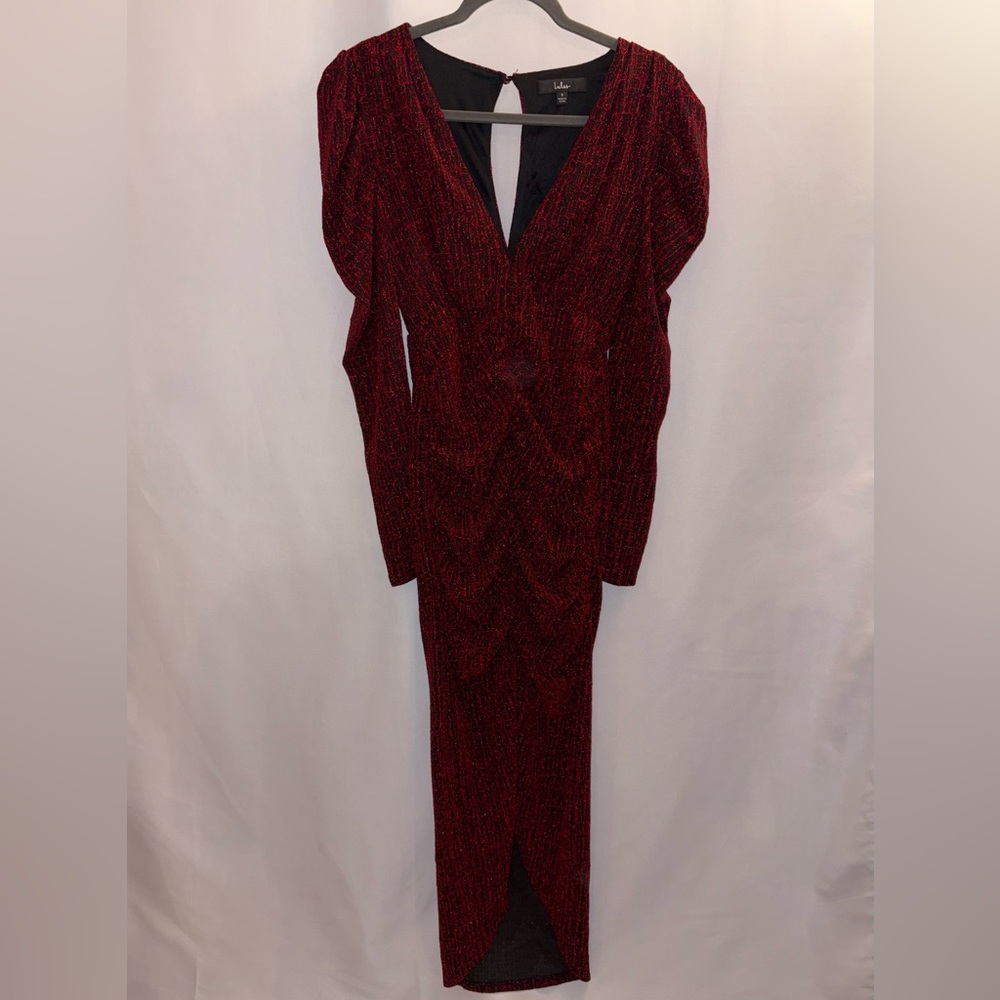Lulu's Glamorous Red Long Sleeve Dress